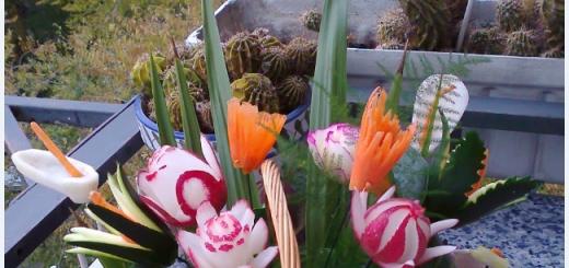 Карвинг за начинаещи: декорации от зеленчуци Как да си направим цвете от лук