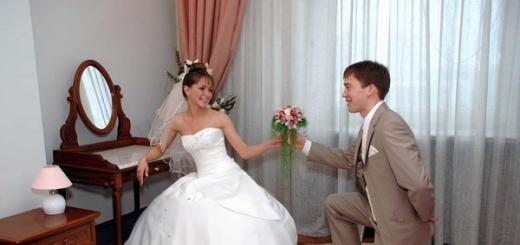 Klassisches Brautpreis-Szenario Klassisches Brautpreis-Szenario: Der Bräutigam zieht die Bänder aus