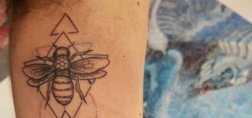 Čebelja tetovaža - pomen in skice za dekleta in moške