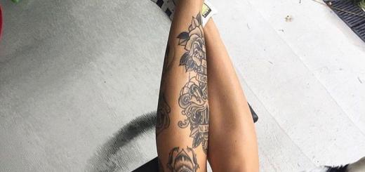 Tetovanie pre ženy na nohe.  Módne tetovanie na nohe.  Fotky, náčrty, nápady