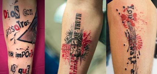 Tattoos im Stil des Realismus-Trash-Polka